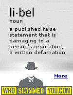 While the operators of this website maintain they are operating within the law by publishing scam reports, we hope those posting comments can back them up.